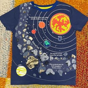 Mini Boden solar system t shirt - size 5-6 years